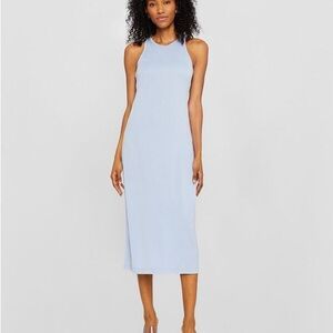 Club Monaco Blue Midi Sheath Dress with Halter Neckline
